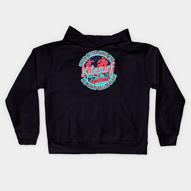 Kitesurf East Coast for kitesurfer Kids Hoodie by LiquidLine